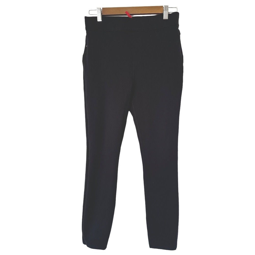 SPANX Pants Womens M Black Ponte Skinny Knit‎ Stretch Slimming Side Zip
